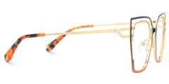 Quinn Black Orange Geometric Designer Metal Glasses Frames on Sale
