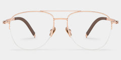 Grayson Half Rim Aviator Eyeglasses in Gold Wide Frames | ZEELOOL