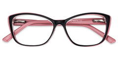 Fidelia Cat Eye Black and Pink Frame Glasses | Zeelool