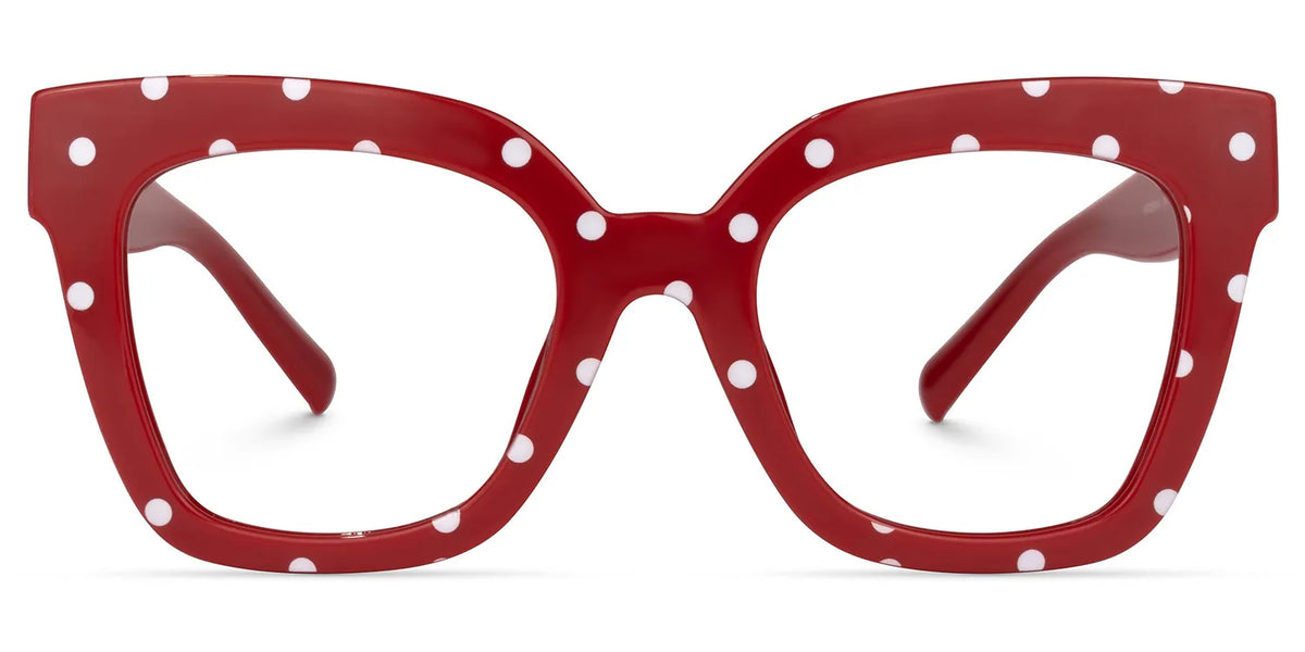 Malcolm Square Red Polka Dot Frame Gglasses | Zeelool